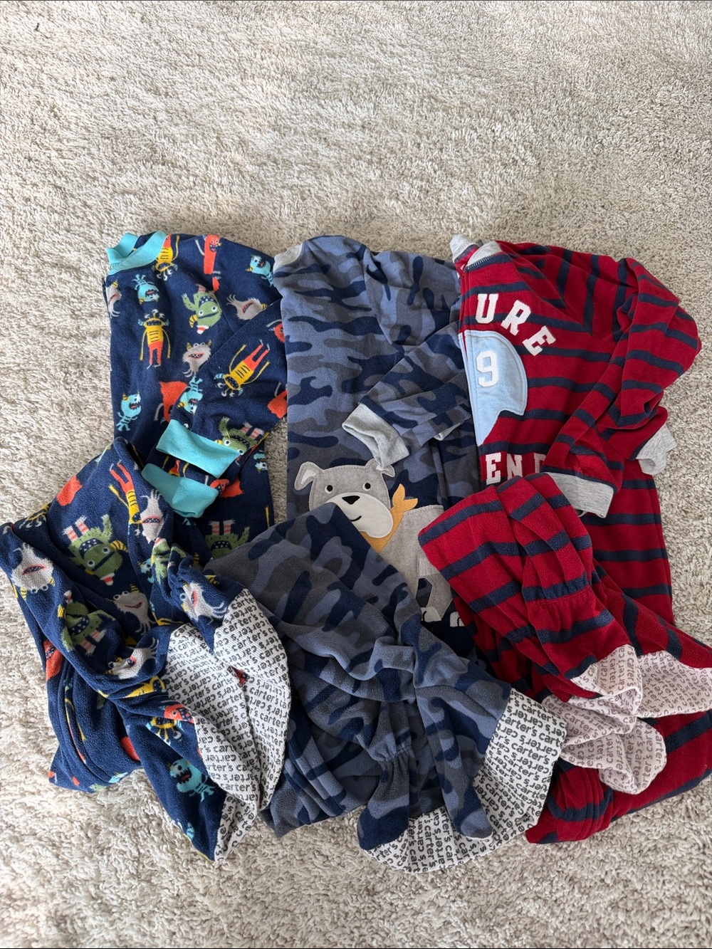 Carter's Navy, Blue & Red Kids Pajama Set - 3 Piece Bundle
